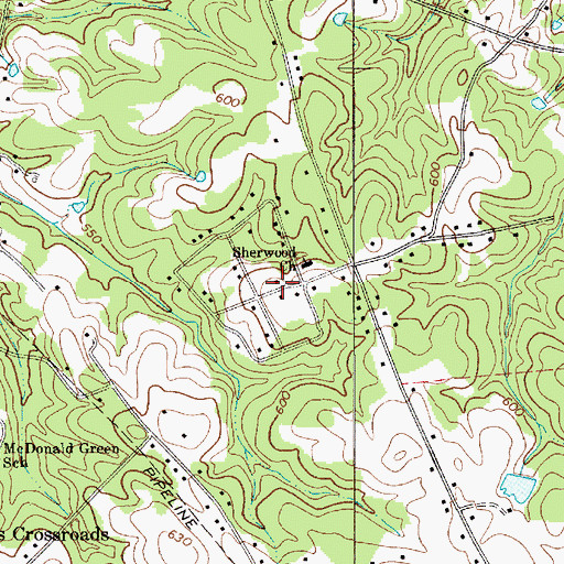 Topographic Map of Sherwood Acres, SC