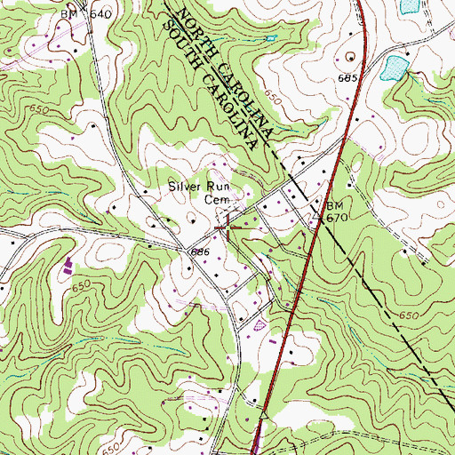 Topographic Map of Silver Run Church (historical), SC