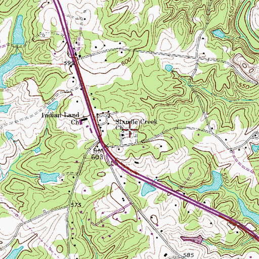 Topographic Map of Six Mile Cemetery, SC