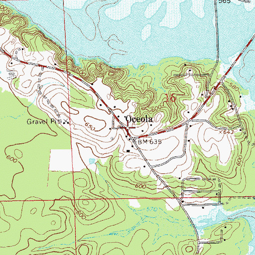 Topographic Map of Oceola, AL