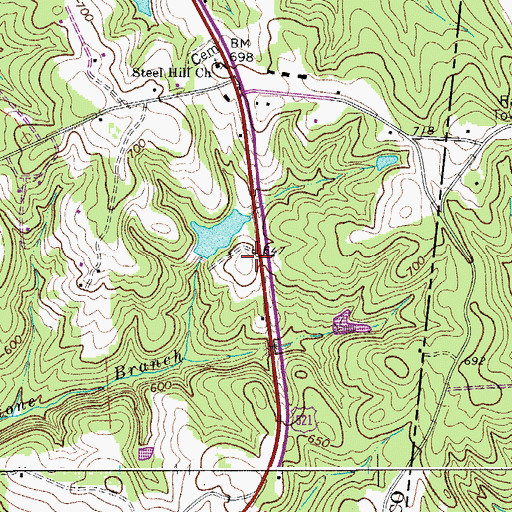 Topographic Map of Steel Hill School (historical), SC