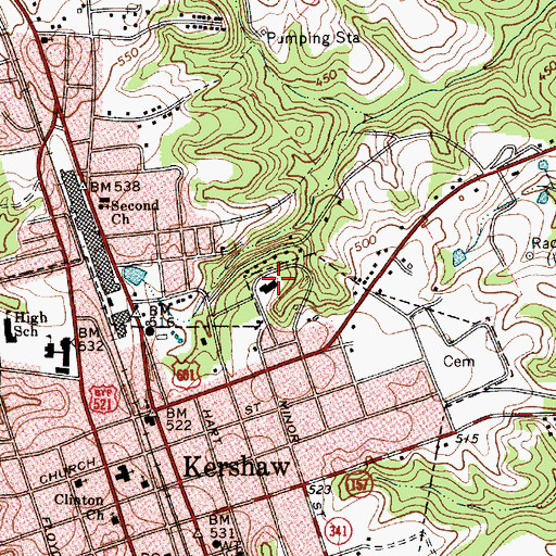 Topographic Map of Stevens Park, SC
