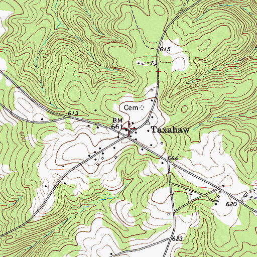Topographic Map of Taxahaw Baptist Church, SC