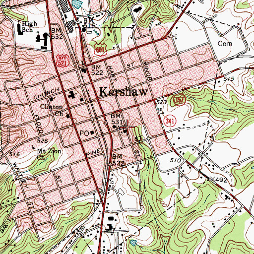 Topographic Map of Unity Baptist Church, SC