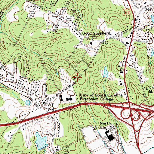 Topographic Map of University Baptist Church, SC