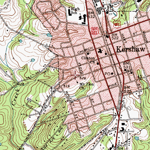 Topographic Map of Westside High School (historical), SC