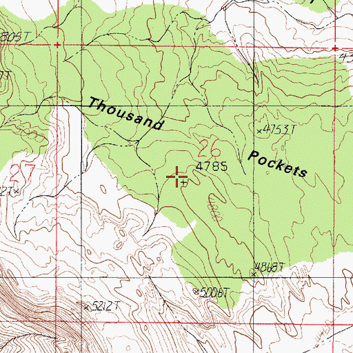 Topographic Map of Thousand Pockets, AZ