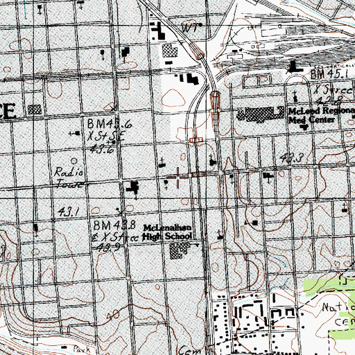 Topographic Map of Florence Fire Department Station 1, SC
