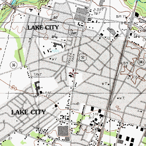 Topographic Map of Church of God, SC