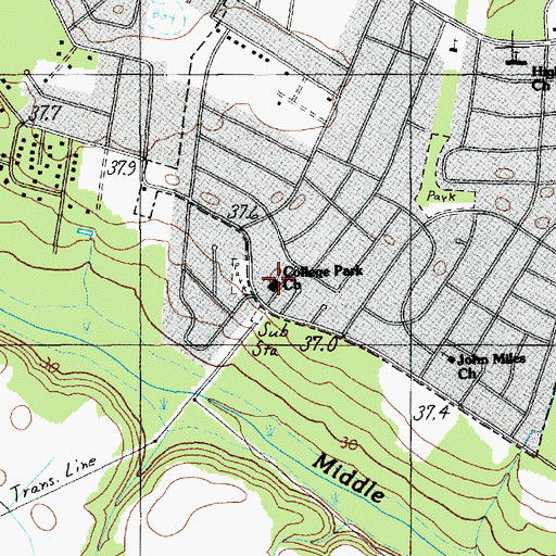 Topographic Map of College Park Church, SC