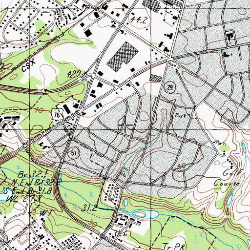 Topographic Map of Country Club Forest, SC