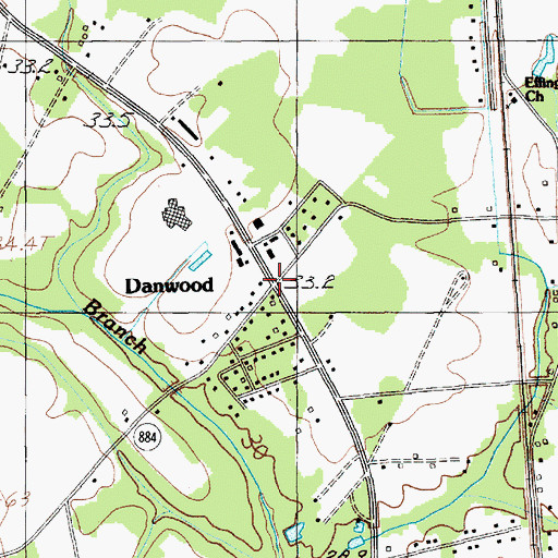 Topographic Map of Danwood, SC