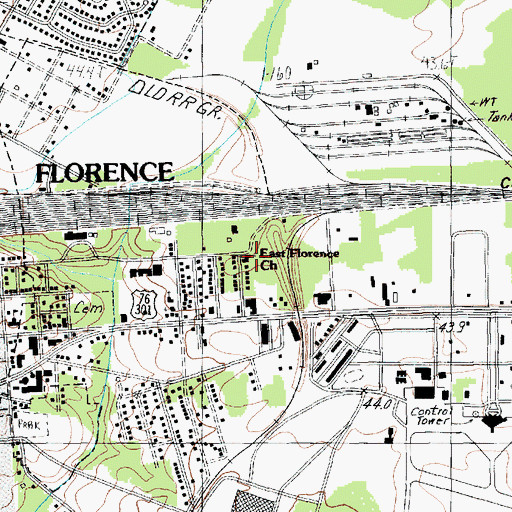 Topographic Map of East Florence Church, SC
