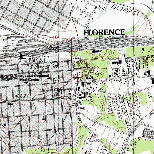 Topographic Map of East Side School, SC