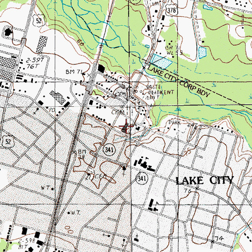Topographic Map of Eastside Plaza Shopping Center, SC