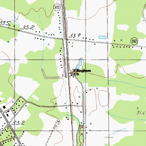 Topographic Map of Effingham Church, SC