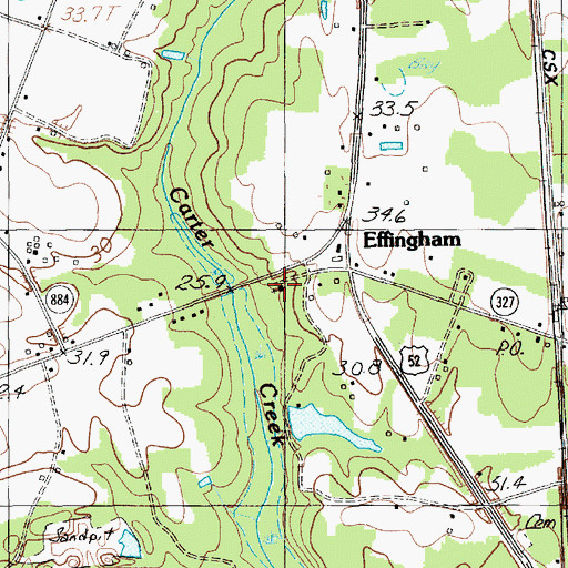 Topographic Map of Effingham Baptist Church, SC