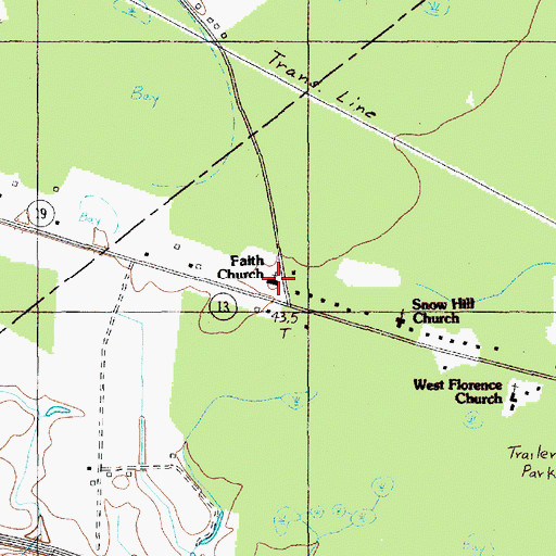 Topographic Map of Faith Church, SC