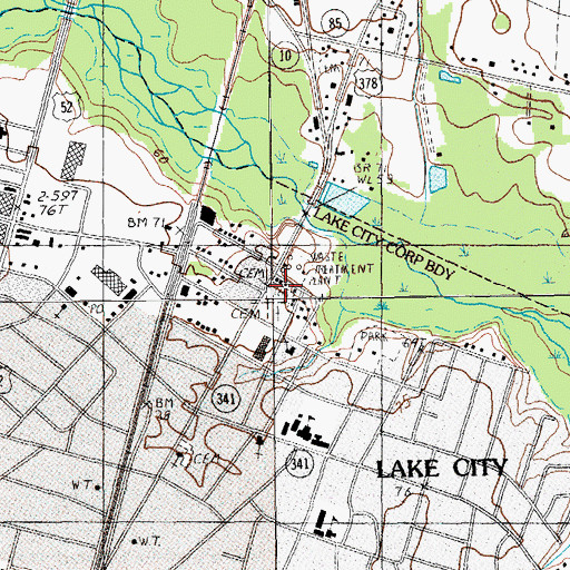 Topographic Map of First Baptist Cemetery, SC