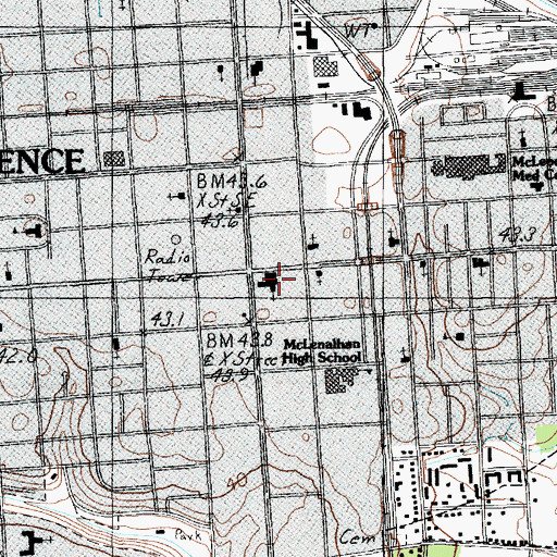 Topographic Map of First Baptist Church, SC
