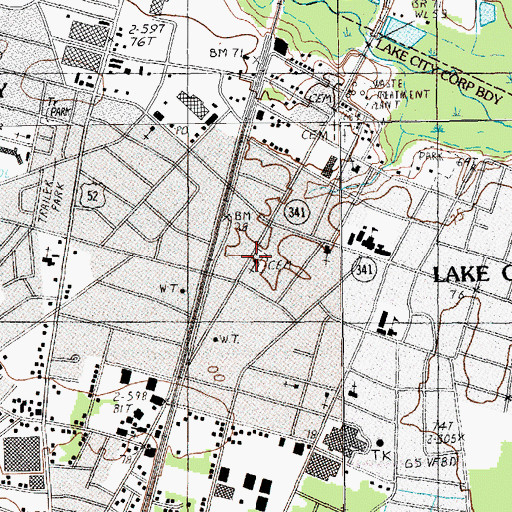 Topographic Map of First Baptist Church, SC