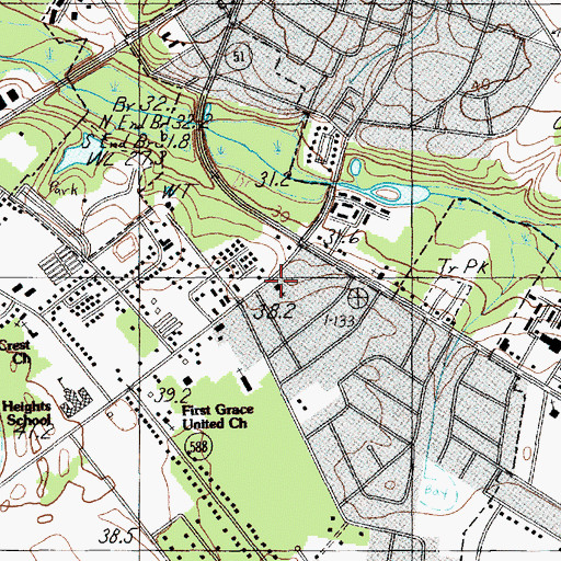 Topographic Map of Cashua Community Church, SC