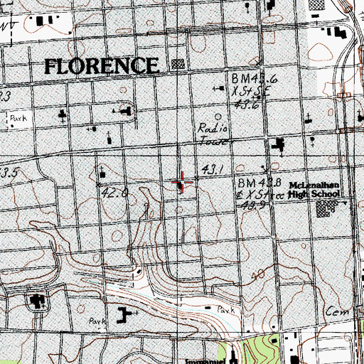 Topographic Map of First Southern Methodist Church, SC