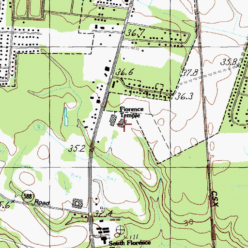 Topographic Map of Florence Christian School, SC