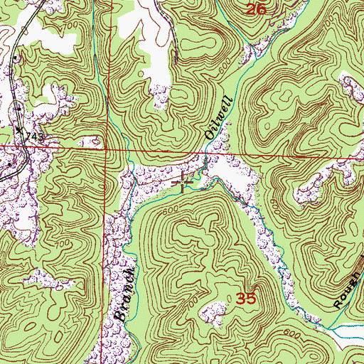 Topographic Map of Oilwell Branch, AL