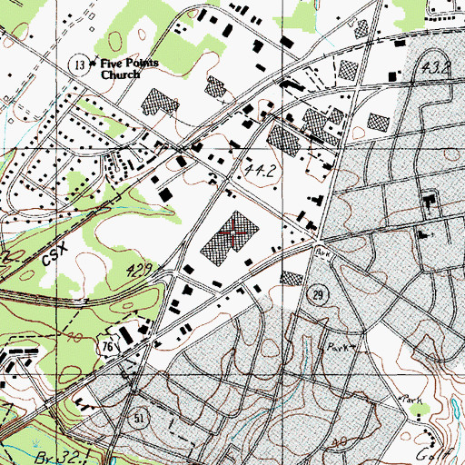 Topographic Map of Florence Mall Shopping Center, SC