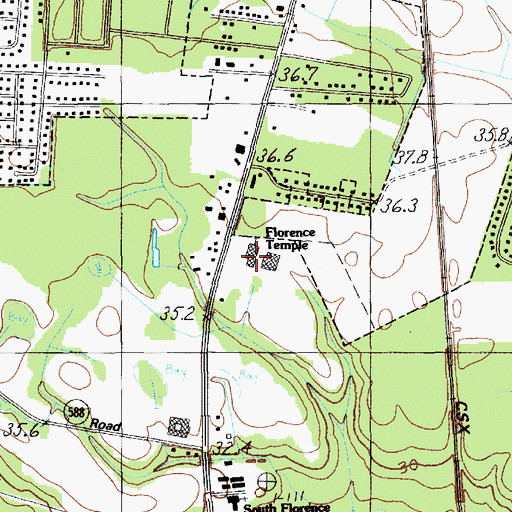 Topographic Map of Florence Temple, SC