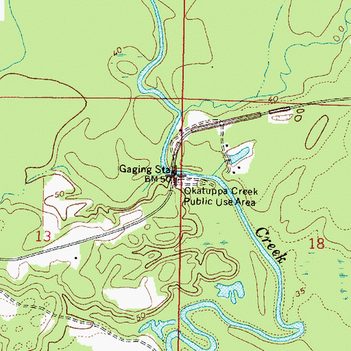 Topographic Map of Okatuppa Creek Public Use Area, AL