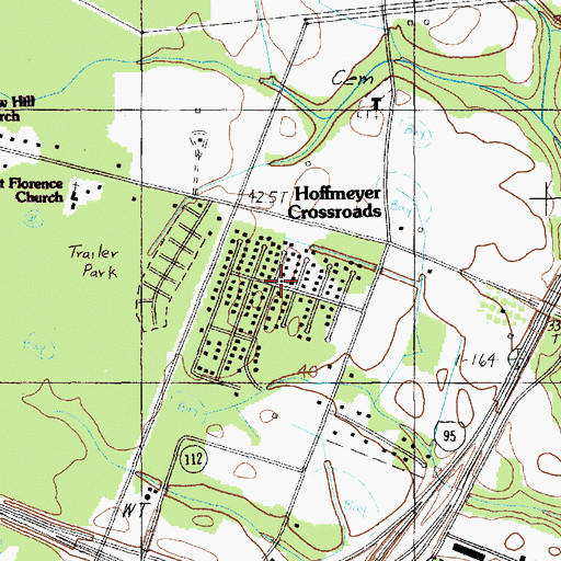 Topographic Map of Foxcroft, SC