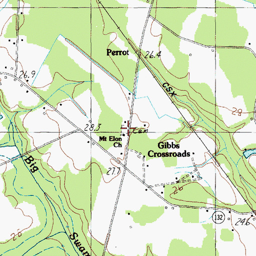 Topographic Map of Gibbs Cemetery, SC