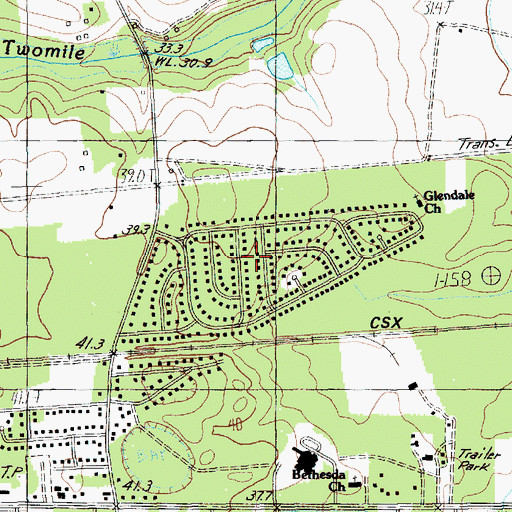 Topographic Map of Glendale Acres, SC
