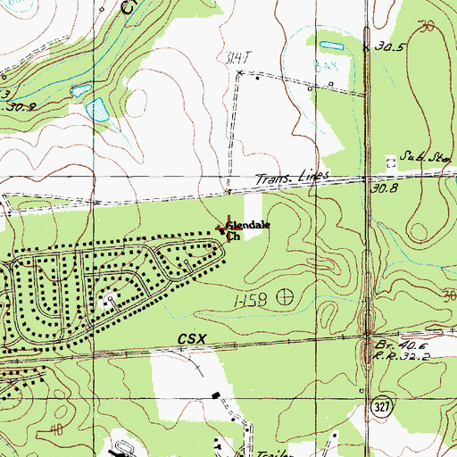 Topographic Map of Glendale Church, SC
