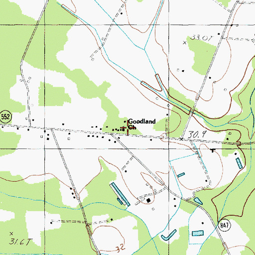 Topographic Map of Goodland Church, SC