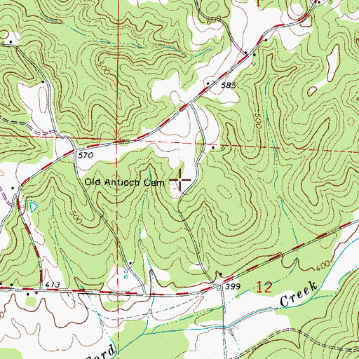 Topographic Map of Old Antioch Cemetery, AL