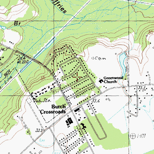 Topographic Map of Greenwood Estates, SC