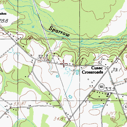 Topographic Map of Hamville (historical), SC