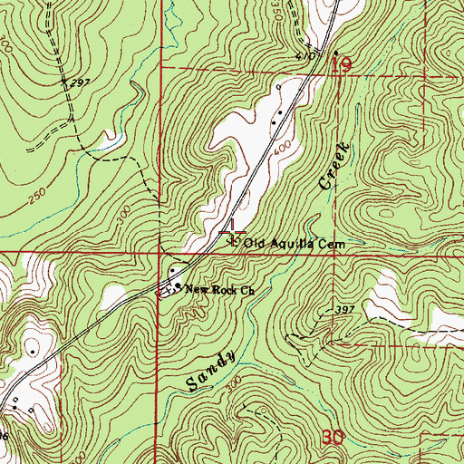 Topographic Map of Old Aquilla Cemetery, AL