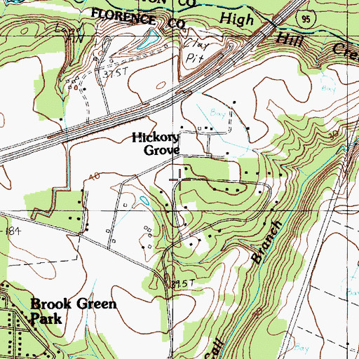 Topographic Map of Hickory Grove, SC