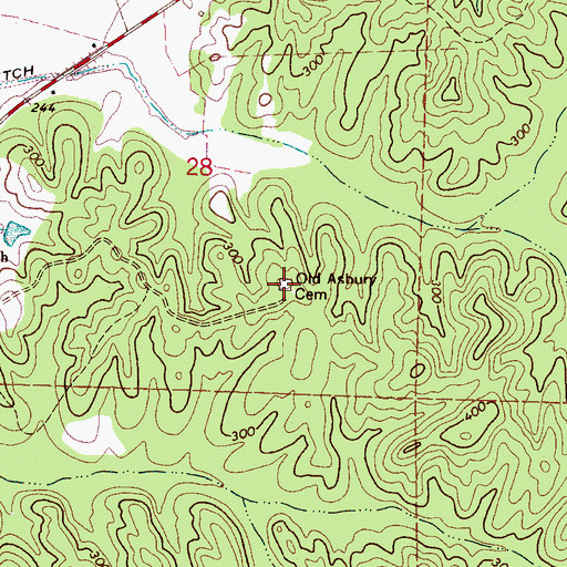 Topographic Map of Old Asbury Cemetery, AL