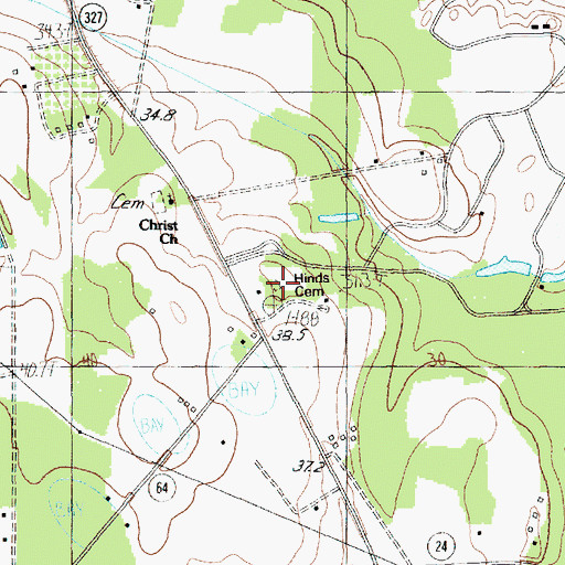 Topographic Map of Hinds Cemetery, SC