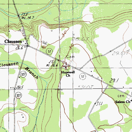 Topographic Map of Hopewell Church, SC