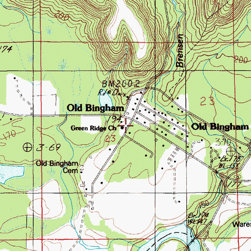 Topographic Map of Old Bingham, AL