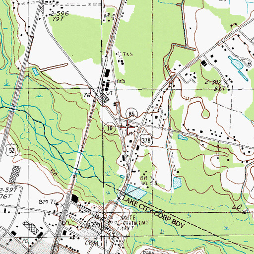 Topographic Map of Kelly Cemetery, SC