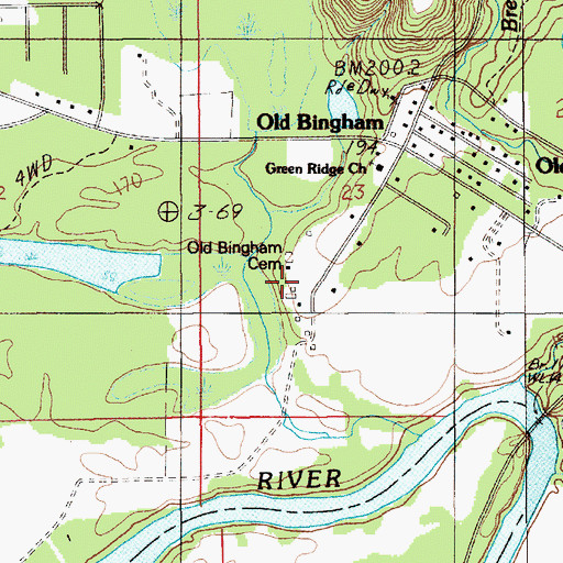 Topographic Map of Old Bingham Cemetery, AL