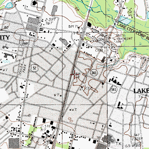 Topographic Map of Lake City City Hall, SC