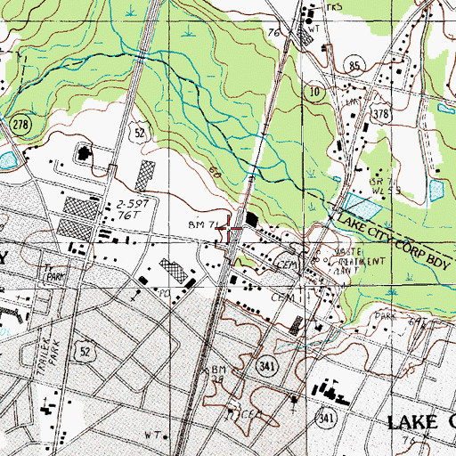 Topographic Map of Lake City Municipal Complex, SC